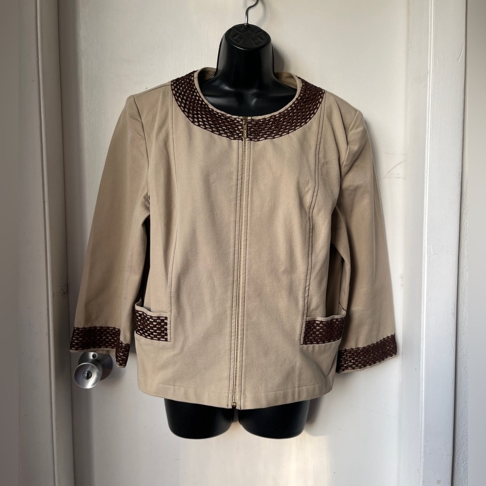 ST JOHN SPORT‎ Khaki Stretch Jacket size L